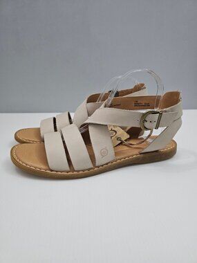 Born Imogen Sandals Womens 11 Beige Leather Neutral Strappy Comfort Summer